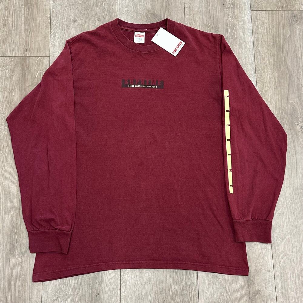 FW18 Supreme Since 1994 Long Sleeve Tee T Shirt Burgundy size Medium M B22